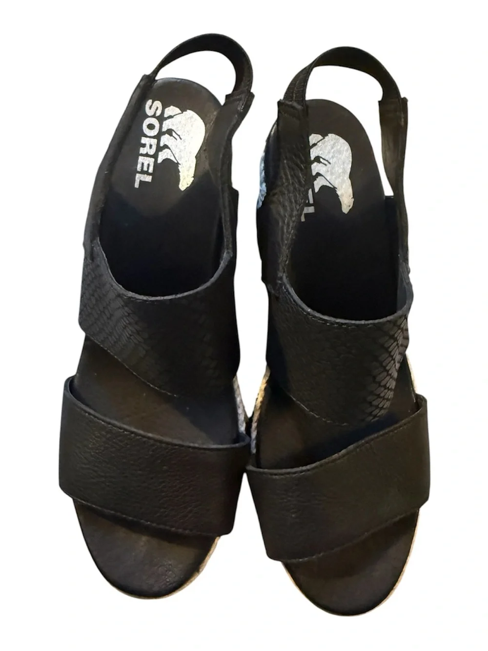 Sorel Black Espadrille Platform Sandals